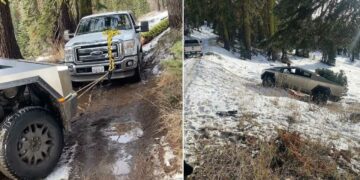 Ford Pickup Truck Pulls Tesla Cybertruck