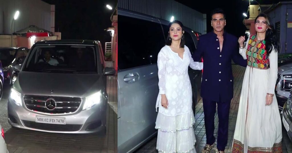 Akshay Nushrratt Jacqueline Spotted in a Mercedes V class