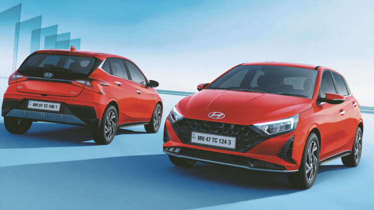 2023 hyundai i20 facelift front rear three quarters