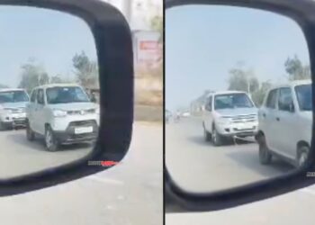 Maruti S-Presso Seen Towing Tata Safari