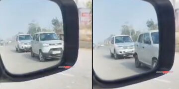 Maruti S-Presso Seen Towing Tata Safari