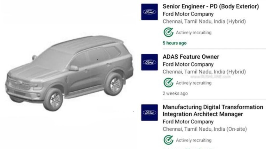 new ford endeavour patent job postings india