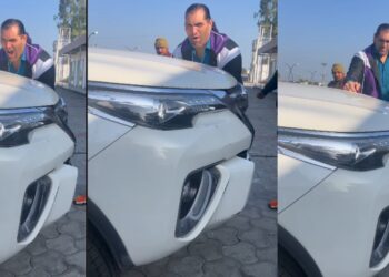 The Great Khali Tries Lifting Toyota Fortuner With His Bare Hands