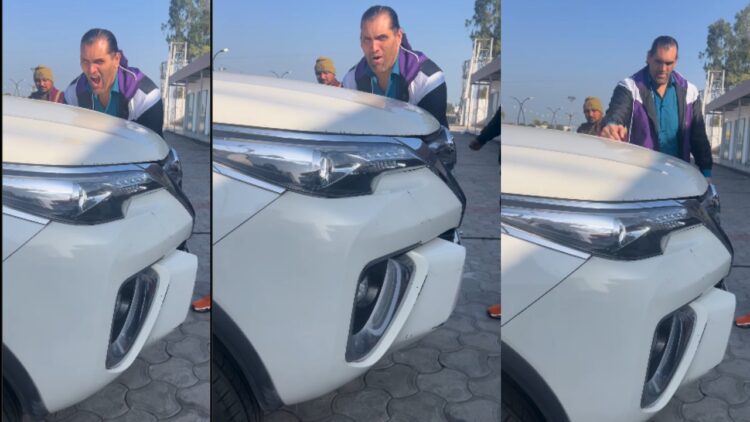 the Great Khali Tries Lifting Toyota Fortuner with His Bare Hands