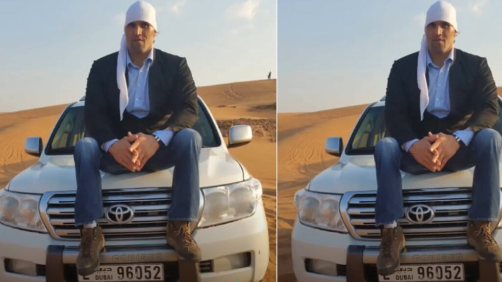 the Great Khali with His Toyota Land Cruiser