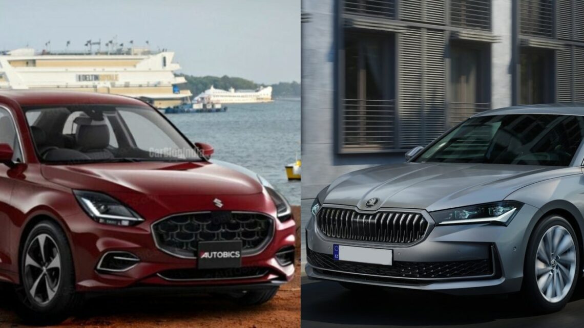 upcoming sedans in india in 2024 - new generation Maruti Dzire and new generation Skoda Superb