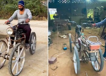 Villager Converts Bike into Four Wheeler Using Bicycle Tires
