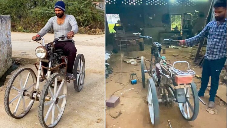 Villager Converts Bike into Four Wheeler Using Bicycle Tires