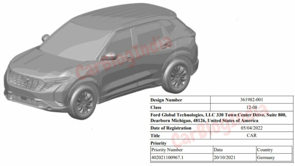 Ford India Compact SUV Leaked Patent