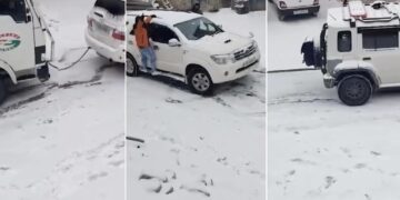 Maruti Jimny Tows Toyota Fortuner and Truck in Snow