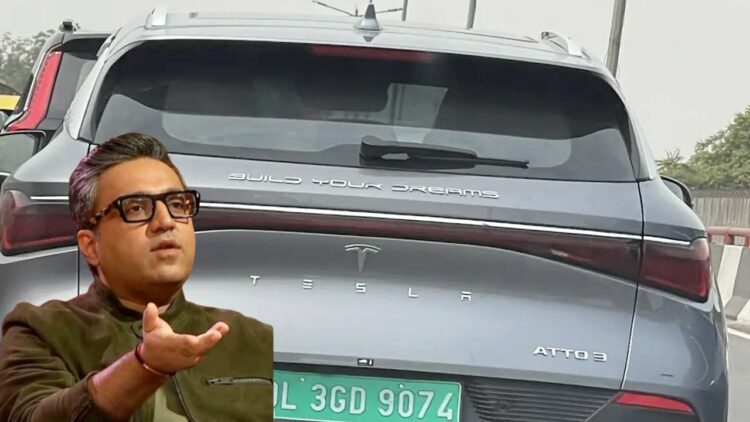 Tesla Badge on Byd Atto 3 Ashneer Grover