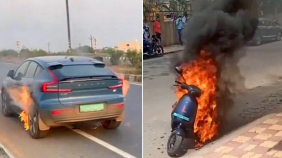 Volvo C40 Recharge Ola S1 Pro Fire Incident