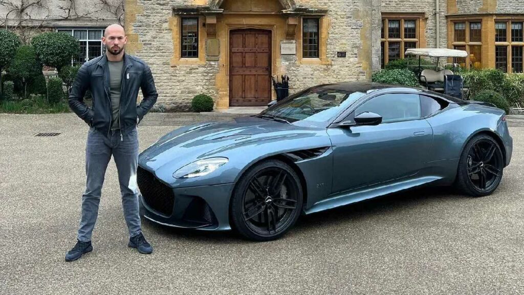 Andrew Tate with his Aston Martin Vanquish S