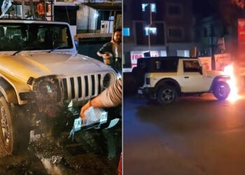 Brand New Mahindra Thar Catches Fire