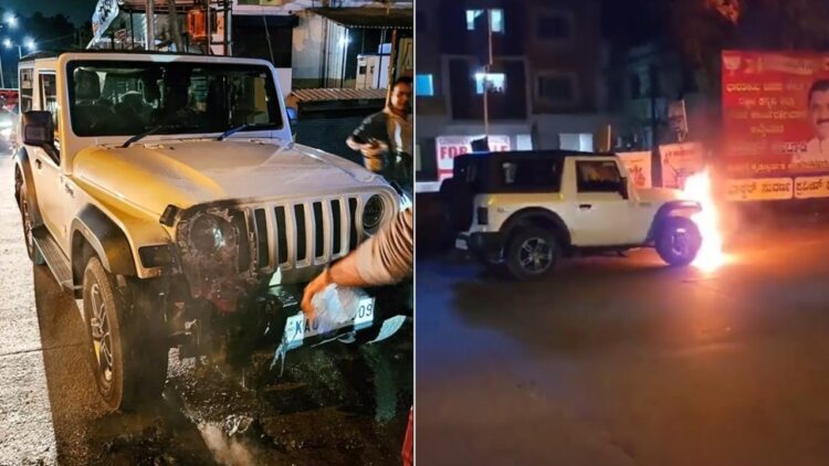 Brand New Mahindra Thar Catches Fire