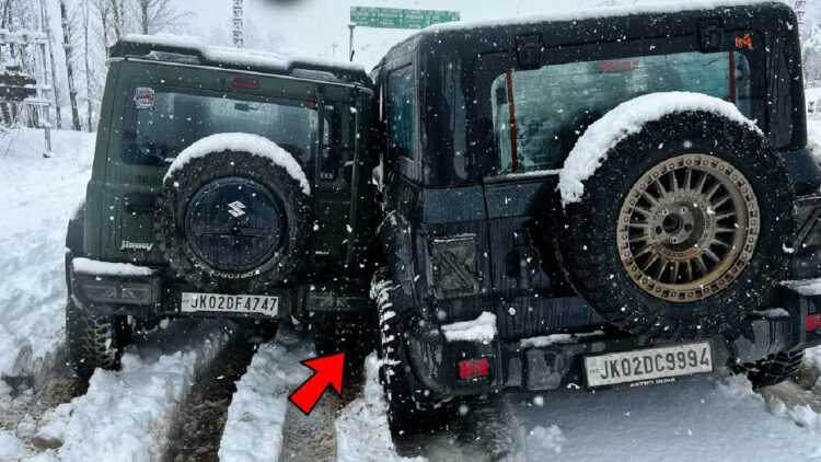 Maruti Jimny and Mahindra Thar Crash in Snow