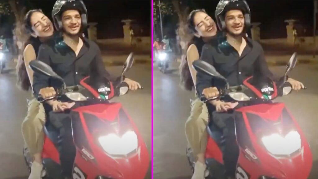 Munawar Faruqui with His Ex girlfriend on Aprilia Sr 160