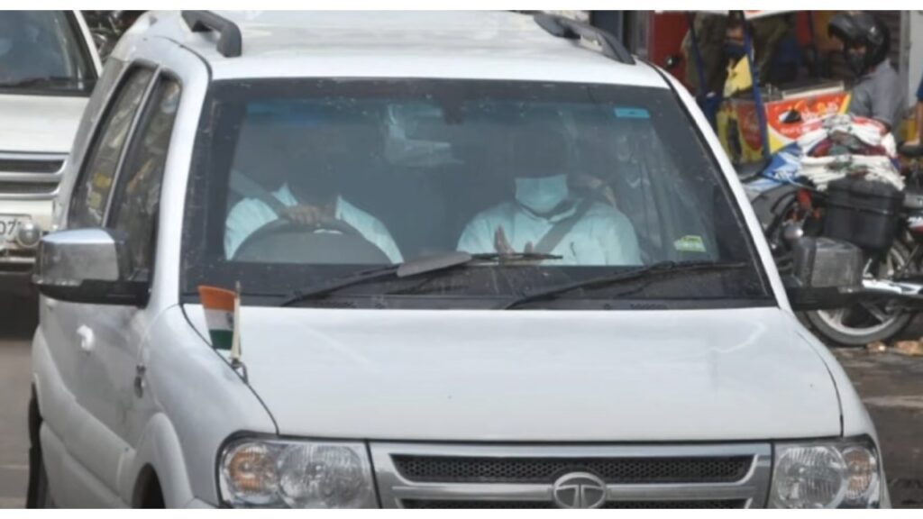 Nitish Kumar in his Tata Safari