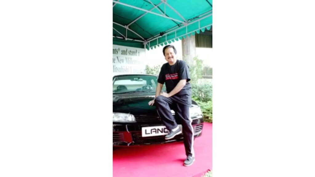 Pankaj Udhas with his Mitsubishi Lancer