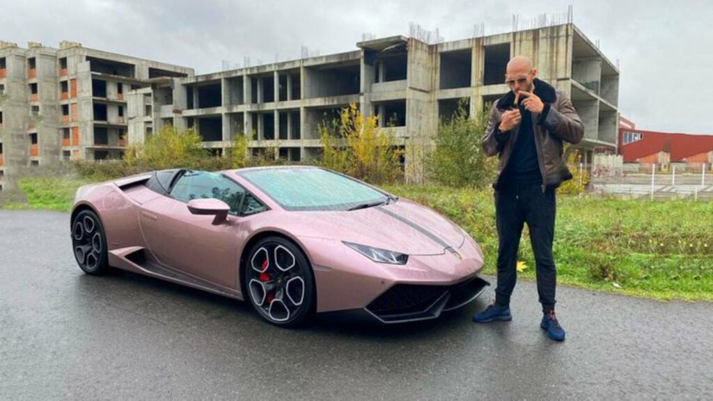 Tristan Tate with his Lamborghini Aventador SVJ