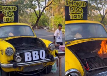 Hindustan Ambassador Yellow Taxi BBQ
