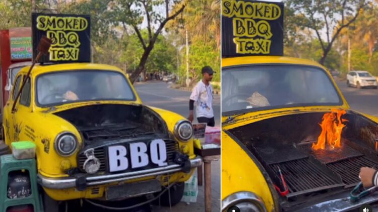 Hindustan Ambassador Yellow Taxi Bbq