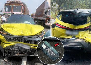 Tata Harrier Facelift Accident Between Truck and SUV