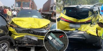 Tata Harrier Facelift Accident Between Truck and SUV