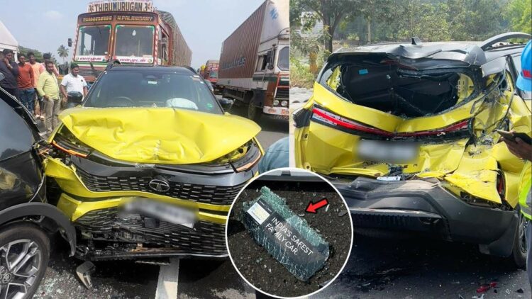Tata Harrier Facelift Accident Between Truck and SUV