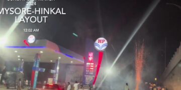 Man Bursts Firecrackers Outside Petrol Pump