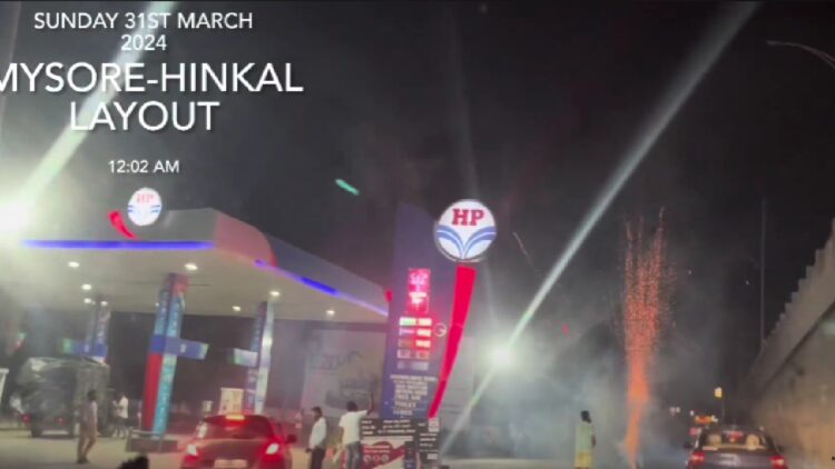 Man Bursts Firecrackers Outside Petrol Pump