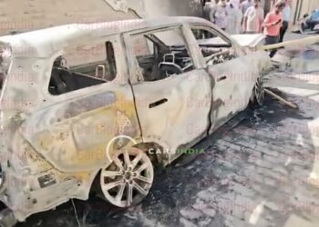 Mahindra XUV700 Catches Fire Rear Three Quarters