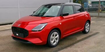 New Generation Maruti Suzuki Swift Red-Black Dual-tone Paint Option Front Three Quarters