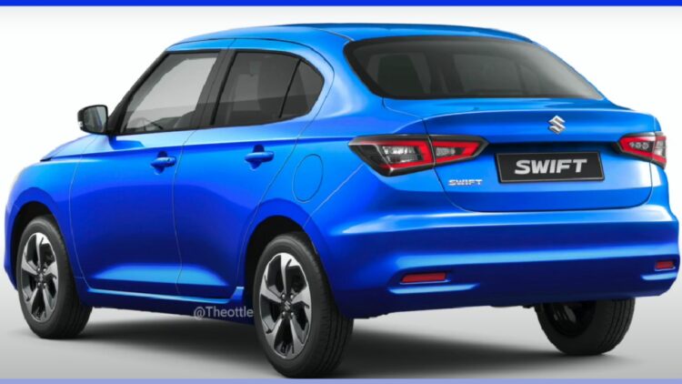 Next-gen Maruti Dzire Digitally Rendered Rear Profile