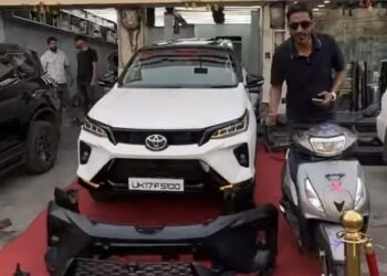 Old Toyota Fortuner Modified to Legender with TVS Jupiter Grand Prize