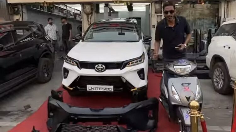 Old Toyota Fortuner Modified to Legender with TVS Jupiter Grand Prize