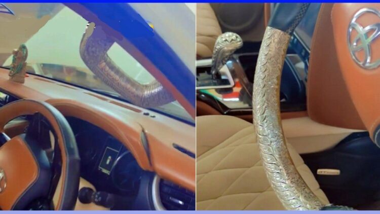 Toyota Fortuner with Silver Steering Wheel Cover, Gear Knob and Grab Handle