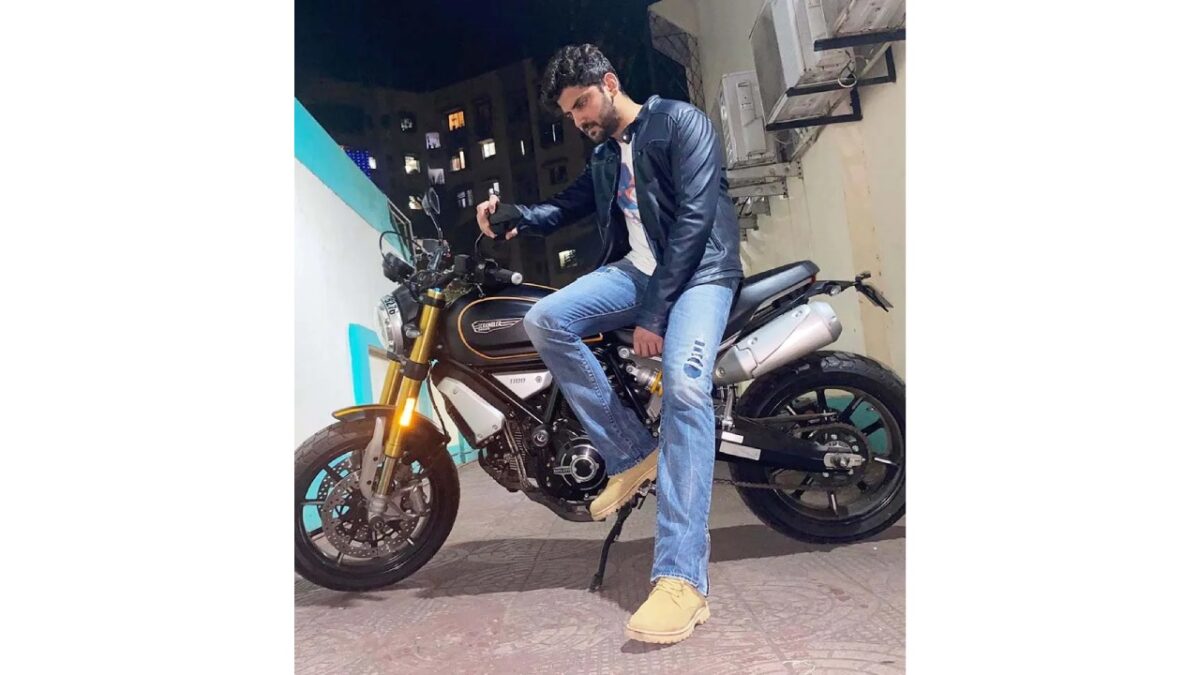 Zaheer Iqbal with his Ducati Scrambler