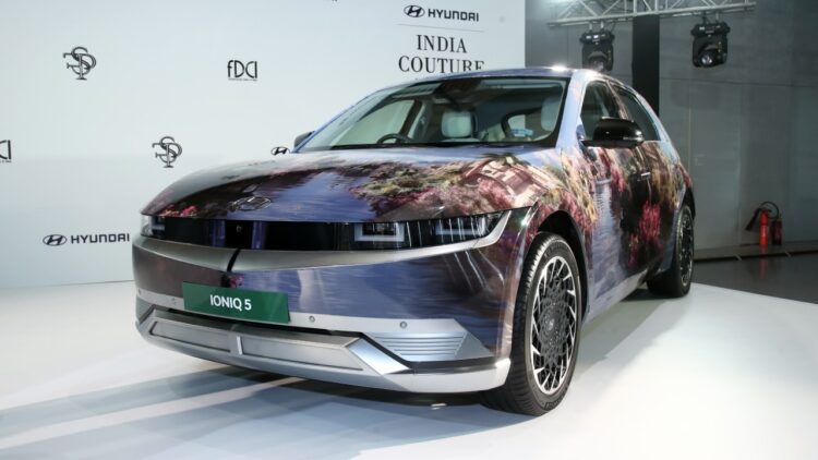 Wrapped Hyundai Ioniq 5 for India Couture Week 2024