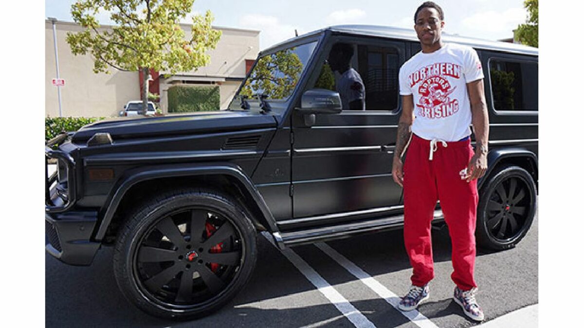 DeMar DeRozan with his Mercedes-Benz AMG G63