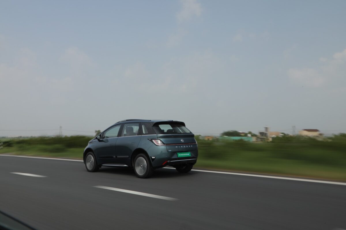 MG Windsor Turquoise Green Rear Three Quarters Action shot