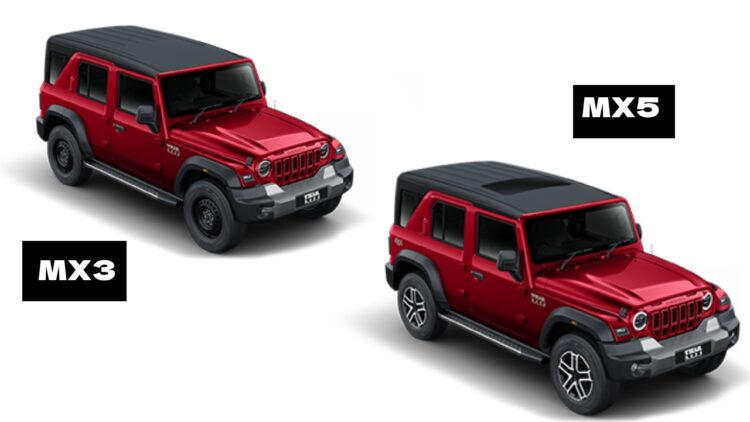 Mahindra Thar Roxx MX3 vs MX5 Comparison