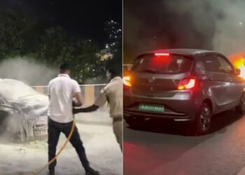 Electric Car Catches Fire
