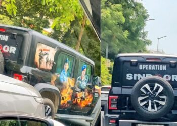 Mahindra Thar Roxx with Operation Sindoor Graphics