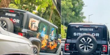 Mahindra Thar Roxx with Operation Sindoor Graphics