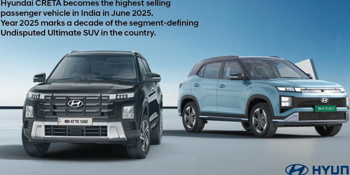 Hyundai Creta Highest Selling Passenger Vehicle June 2025