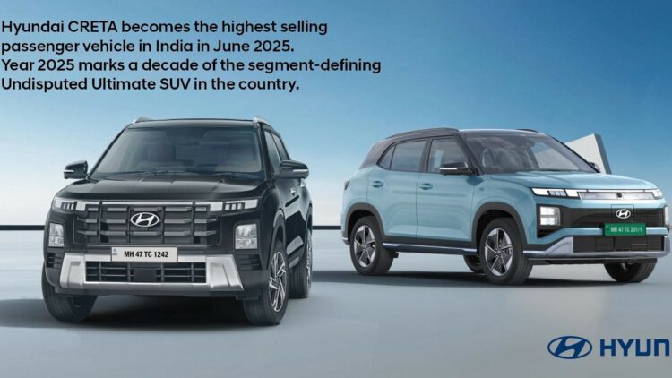 Hyundai Creta Highest Selling Passenger Vehicle June 2025