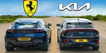 Kia EV6 vs Ferrari Purosangue Drag Race