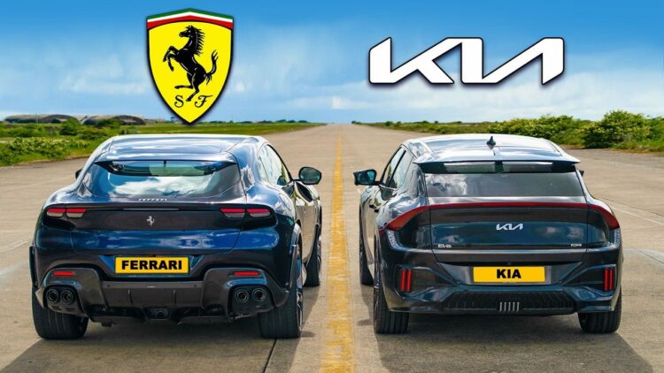 Kia EV6 vs Ferrari Purosangue Drag Race