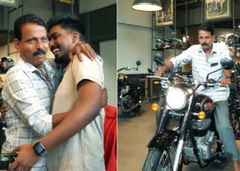 Son Gifts Royal Enfield Bullet to Father